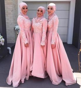 Robes de <span class=keywords><strong>demoiselle</strong></span> <span class=keywords><strong>d</strong></span>'<span class=keywords><strong>honneur</strong></span> musulmanes vintage roses les plus récentes avec manches - Product Image 1
