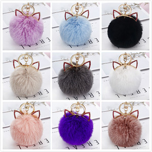 Portachiavi all'ingrosso della fabbrica della palla di pelliccia sintetica del coniglio Pom Pom portachiavi del gatto pompon portachiavi per accessori del telefono <span class=keywords><strong>cellulare</strong></span> - Product Image 6