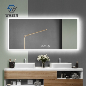 Rectangular LED Backlit <strong>Bathroom</strong> Mirror Digital <strong>Clock</strong> for Hotel Vanity Powder Room Home Decor Wholesale - Product Image 5