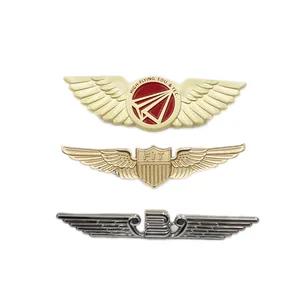 Пользовательский логотип горячая Распродажа металлический цинковый сплав Крыло Форма военный щит pin знак