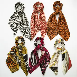 Fashion Big Long Scrunchies Hair Accessories Leopard Point Rubber Bands Ponytail Holder Hair Tie For Women