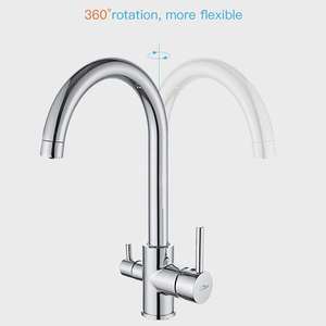 3 vie caldo e freddo in ottone <span class=keywords><strong>rubinetto</strong></span> da <span class=keywords><strong>cucina</strong></span> per acqua potabile lucido cromato, Tri-flow <span class=keywords><strong>rubinetto</strong></span> della <span class=keywords><strong>cucina</strong></span> <span class=keywords><strong>miscelatore</strong></span> - Product Image 2