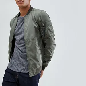 Personnalisé Offre Spéciale Hommes Qualité Nylon Fermeture Éclair Bomber Veste hommes baseball veste uniforme - Product Image 1