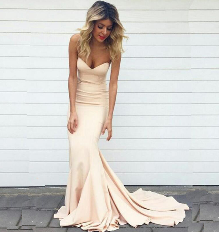 nude mermaid prom dress Long Sparkly Mermaid-Style Prom Dress