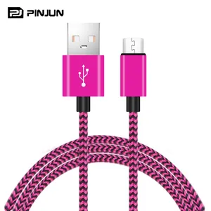 Venta al por mayor 1 m flexible 2a de cable de carga rápida de datos android línea de nylon trenzado de cables