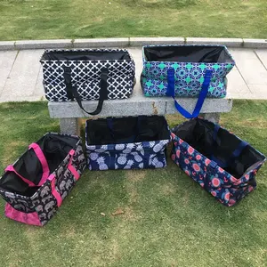 Monogram tas Tote utilitas besar tas keranjang kanvas cetak Organizer Carryall