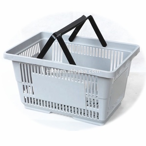 RH-BPH28-4 480*325*270mm 28L Double Strong Black Handles Supermarket <strong>Plastic</strong> <strong>Basket</strong> - Product Image 3