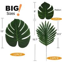 36 pièces, 3 types de feuilles de palmier artificielles, plantes tropicales, fausses feuilles, feuilles de safari, décorations pour fêtes hawaïennes Luau