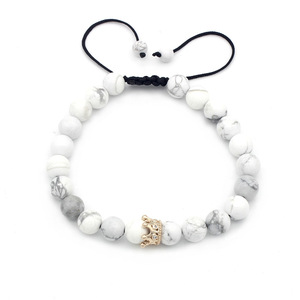 Lava Stone Jewelry Crown <strong>Gemstone</strong> <strong>Bracelets</strong> 8MM Round Beads Bangle ST11 - Product Image 1