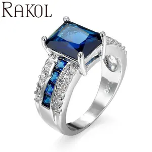 Rakol ZR2006 Lô Lớn Màu Trắng Đầy Màu Sắc Zircon Hàng Vàng Trắng Nhẫn Đối Với Phụ Nữ