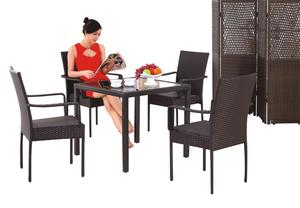 Ensemble de 5 pièces moderne en rotin tressé résistant aux intempéries pour <span class=keywords><strong>jardin</strong></span>, bistro, <span class=keywords><strong>salon</strong></span>, salle à manger, mobilier d'extérieur - Product Image 2