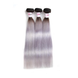 Japonais 2 Ton <span class=keywords><strong>Ombre</strong></span> Mamie Gris Humain <span class=keywords><strong>Cheveux</strong></span> Raides Foncé Peau <span class=keywords><strong>Sur</strong></span> Les <span class=keywords><strong>Cheveux</strong></span> Longs - Product Image 2