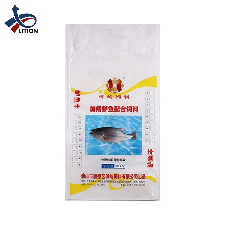 Factory Durable Laminated Fish Pp Plastic Composite Woven Bopp Animal Feed Bags