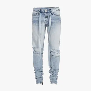 Diznew Oem Groothandel Stretch Mannen Skinny Gescheurde Chique Merkloze Jeans