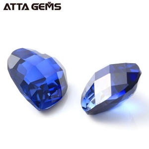 Venta al por mayor # 34 Forma de corazón Tablero de damas Corte Piedras preciosas Sintético Azul Zafiro Precio de Birmania - Product Image 5