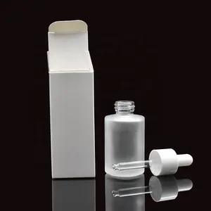 free sample 30ml flat shoulder cosmetic serum essential oil skin care glass serum dropper bottle with box