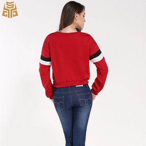 Mujeres sudadera empalmado de manga larga <span class=keywords><strong>jersey</strong></span> de cuello redondo de Color <span class=keywords><strong>blanco</strong></span> y negro a rayas de sudadera - Product Image 2