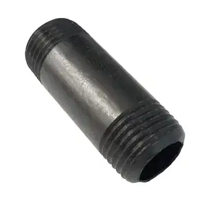 Black 1/2 x 2 inch Malleable Iron Cast Pipe Fitting Nipple Threaded Pipe Nipples for DIY decor