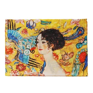 Silk Screen Printing Ladies Women 100% Silk Scarf Monet Famous Painter Painted Silk Scarves