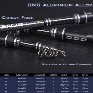 Cannes à pêche télescopiques en carbone 1.8m/2.1m/2.4m/2.7m/3.0m <span class=keywords><strong>Canne</strong></span> à pêche en carbone super forte - Product Image 3