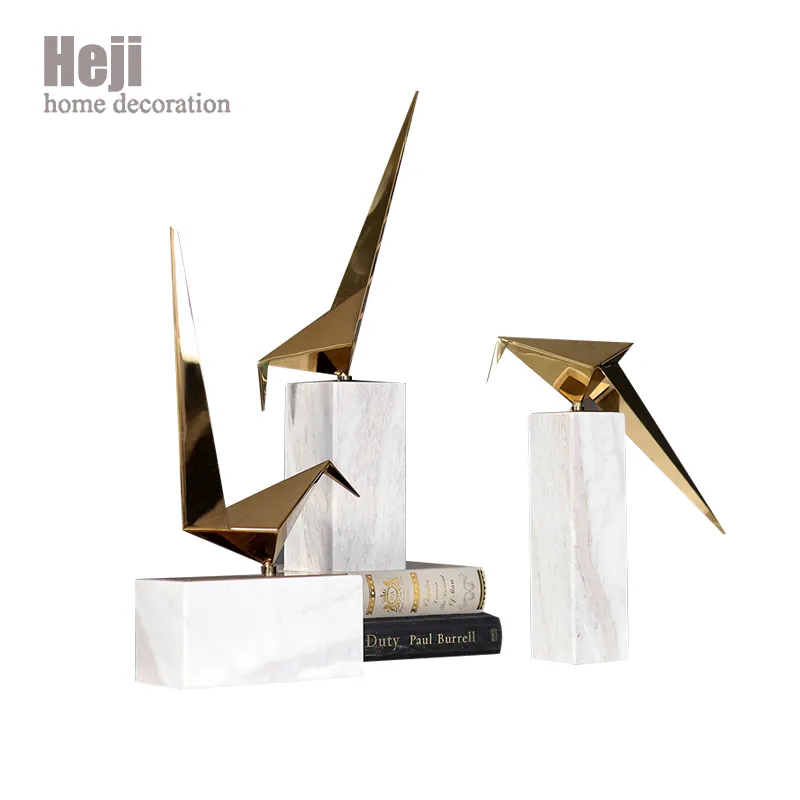 Hotel Antique Nordic Creative Modern Luxury Metal Iron Paper Crane Art House Indoor Decoration Pieces Accessories For Home Decor