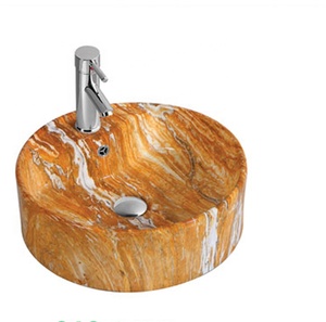 Baño de artístico montado en la cuenca de grano de madera barco de piedra forma lavabo en el cuarto de baño - Product Image 4