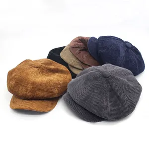 Gorro de pana estilo Retro para hombre, gorro estilo panadero