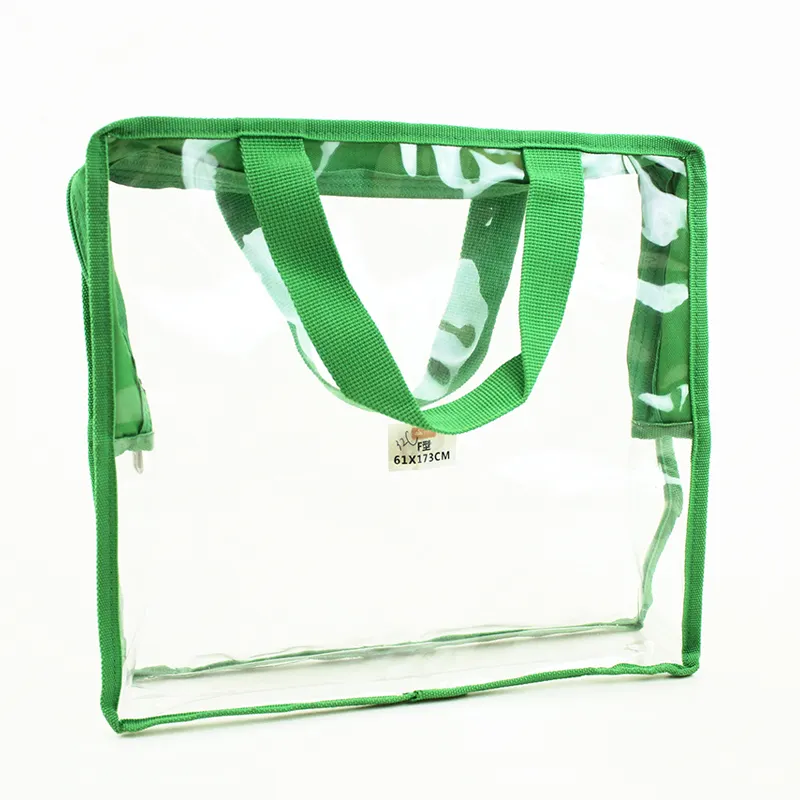 Borsa per la spesa in plastica con soffietto in PVC trasparente personalizzato in vinile trasparente