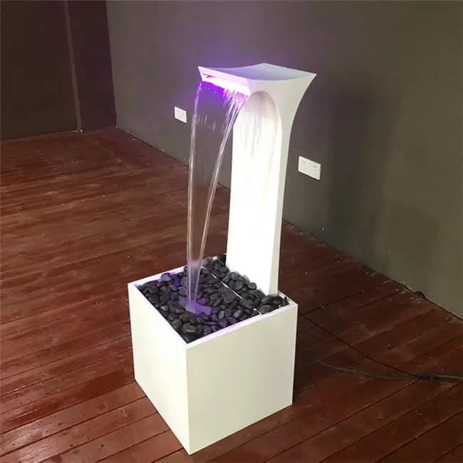 LED lights Graphical Water Curtain Indoor Artificial Waterfall Fountain Metal white painted waterfall