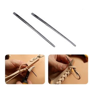 RTS DIY deri dikiş el sanatları aracı deri örgü iğnesi çift delikli deri halat dantel iğne - Product Image 4