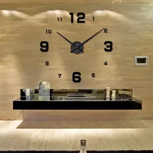 022 Grandes montres décoratives au design moderne Décoration de la maison Grand cadeau numérique unique Vente en gros Horloge murale 3d autocollant