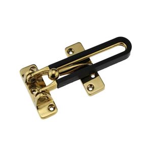 Garde de porte couleur <span class=keywords><strong>or</strong></span> en alliage de zinc avec <span class=keywords><strong>boucle</strong></span> de sécurité en caoutchouc noir garde de porte boulon serrure de sécurité de porte - Product Image 1