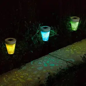 Luz de Tierra Solar ahuecada con forma de mariposa, luz Solar para césped, jardín, Patio, pasarela