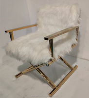 Fauteuil d'appoint moderne du milieu du siècle avec finition dorée, en velours, pour salon, avec cadre en métal, pour les marchés américain et européen