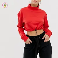 Missguided Hoge Hals Trekkoord Cropped Sweater in Rode Dames Dropped Schouders Tops