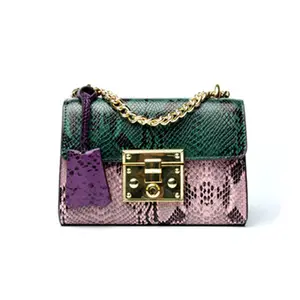 Hot selling fashion snake cow leather chain shoulder bag