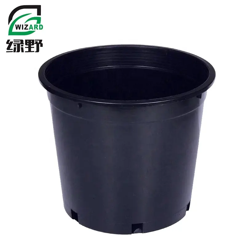 1/2/3/5/6/7Gallon Tròn Xô Dày Nhựa Hoa Chậu Vườn Ban Công Planters Đen Gallon Nồi