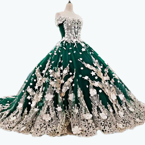 LS74120 fuera del hombro vestidos de fiesta apliques de Navidad vestido de bola con reborde pesado apliques vestidos de noche - Product Image 6