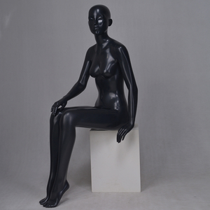 Maniquí femenino para sentarse, negro brillante, realista, hermoso, busty <span class=keywords><strong>curvy</strong></span> nude breast - Product Image 4