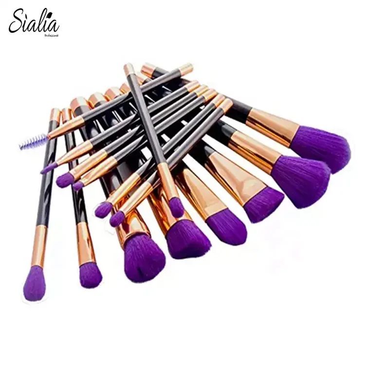 Plastic Natural Bamboo Cosmetic Brushes Soft Synthetic Hair Wood Handle Set With Free Sample Rose Pink Shade Makeup Brush Sets