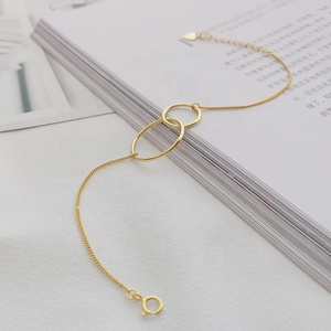Pulseras minimalistas de joyería de oro de 18K para mujer y niña, pulsera entrelazada de doble círculo de plata 925 - Product Image 4
