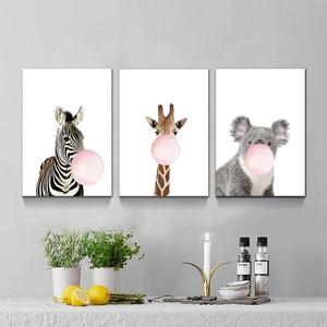 <span class=keywords><strong>Tríptico</strong></span> Pintura de Pared Impresión de Animal Soplar Burbujas Moderna de Lona Arte Decoración Salón Regalo Marco o Sin Marco - Product Image 3
