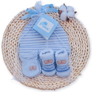 Toptan Fiyat Ucuz Düşük MOQ % 100% Pamuk Bebek Eldivenler Ve Çorap Şapka - Product Image 1