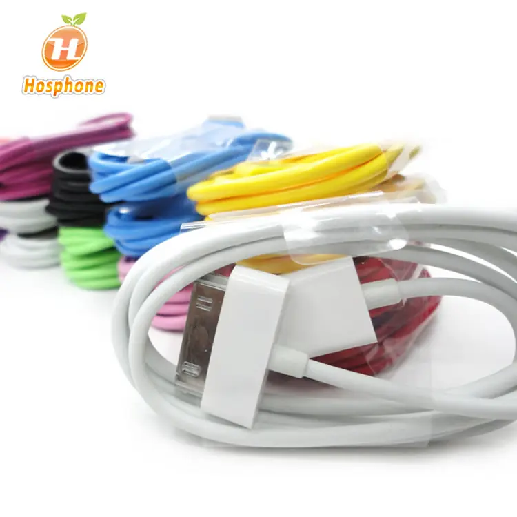 Kabel Isi Daya USB Sinkronisasi 4G 4S, Kabel Pengisian Daya Warna-warni 30 Pin 4G USB untuk Iphone 4 4S 3GS 3G IPod Nano Itouch