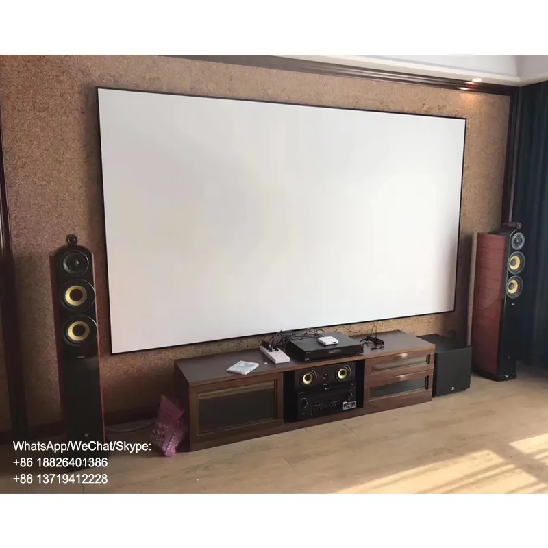 135" 4K white pvc zero edge projector screen fix 4k 3d home cinema screen price 50 inch