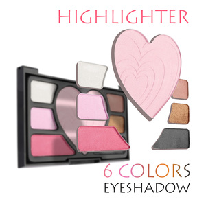 Belleza maquillaje contorno polvo Blush destacar 6 colores paleta de sombra de ojos con forma de amor - Product Image 3