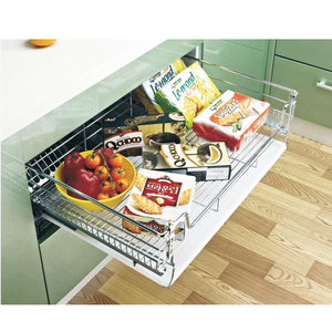 WELLTOP Kitchen Organizer Cabinet Systems Chrome <strong>Wire</strong> <strong>Basket</strong> <strong>Basket</strong> Iron Kitchen Storage VT-09.440 <strong>Drawers</strong> Pull Out Metal Modern - Product Image 3