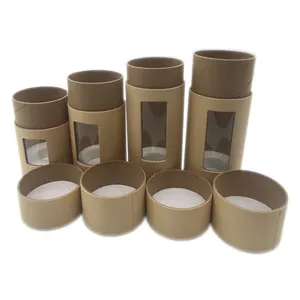 圆形盒纸板纸管与pvc窗口圆筒盒化妆品个人护理精华油