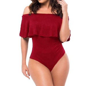 Des femmes Hors Épaule Volants Body Justaucorps Barboteuses Combinaisons - Product Image 1