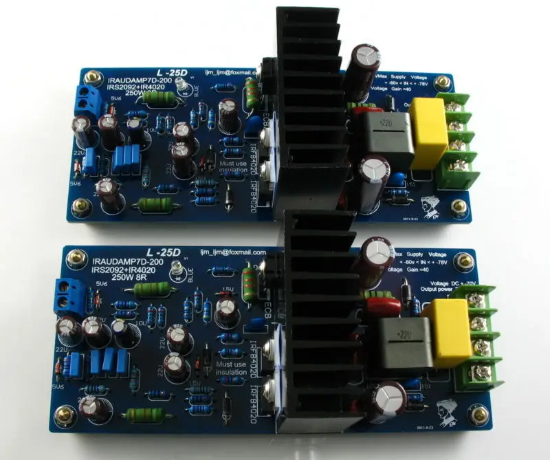 L25D 250W+250W Class D 8ohm IRS2092 IRFB4020PBF Amplifier kit